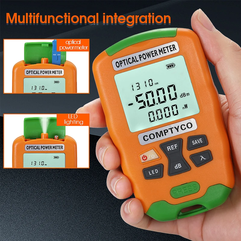 AUA-D5/D7 Handheld Mini 2 in 1 Optical Power Meter -50~+26/-70~+10dBm OPM Optical fiber tester with LED Lighting