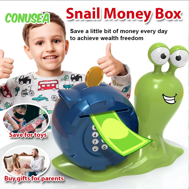 SnailMoneyboxPiggyBankToyPretendPlayCartoonAnimalMoneyBox