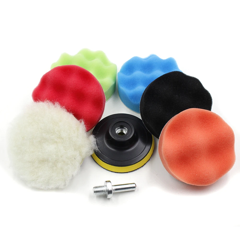 3/5/6/7 Inch Car Polishing Sponge Pads Kit Foam Pad Buffer Tools Auto Beauty Waxing Polishing Pad Car Polisher Drill Adapter 6