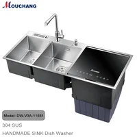 Multifunctional Stainless Steel Automatic Square Double Bowl Washbasin Desktop Dishwasher 2