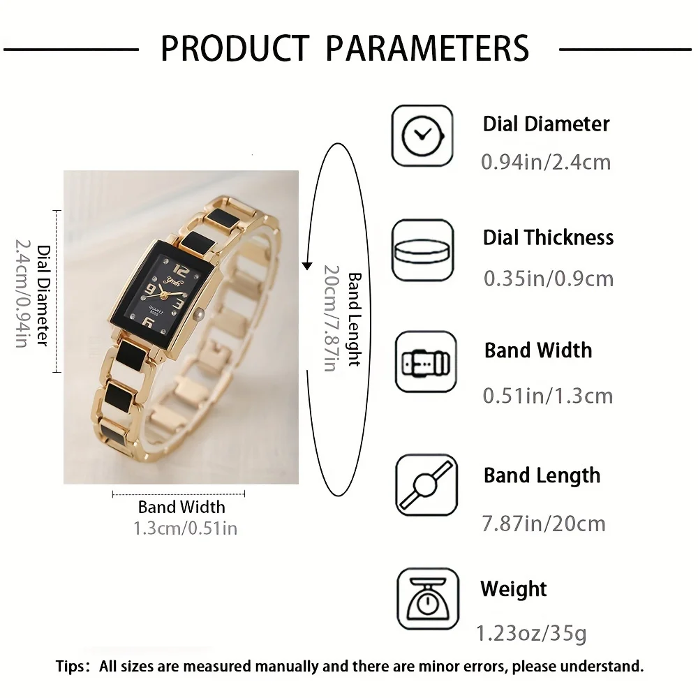 Elegant Women's Quartz Watch - Stylish Square Dial, Alloy Band, Black Strap, Non-Rechargeable Button Battery, Perfect for Casual - 6