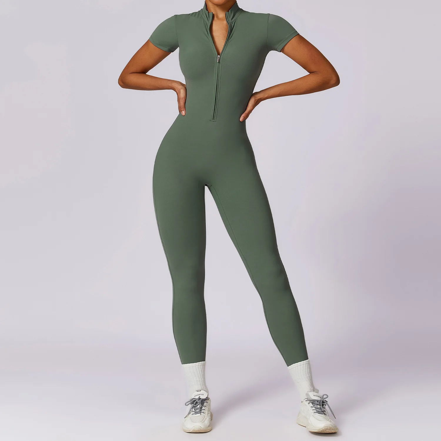 Gym Workout Set Yoga Set Fitness Set Fitness Jumpsuit Sportswear Set Fitness One Piece Wear Sports Set Women Sportswear Zipper Rompers Sports Jumpsuit Woman Fitness Overalls Workout Yoga Set Female Gym Short Sleeve One-Piece Suit