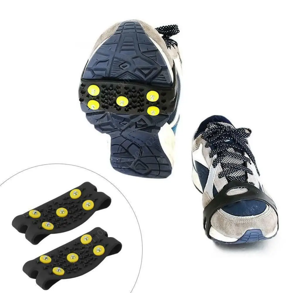 1 Pairs 5-Stud Snow Ice Claw Anti Slip Climbing Crampons Grips Unisex Shoes Boots Covers Outdoor Chain Shoe Spikes for Winter