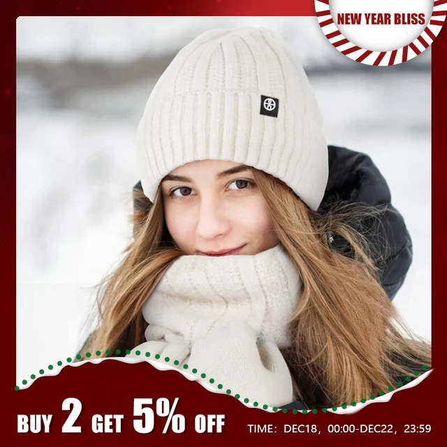 Ensemble femme hiver Blanc - Snood et bonnet