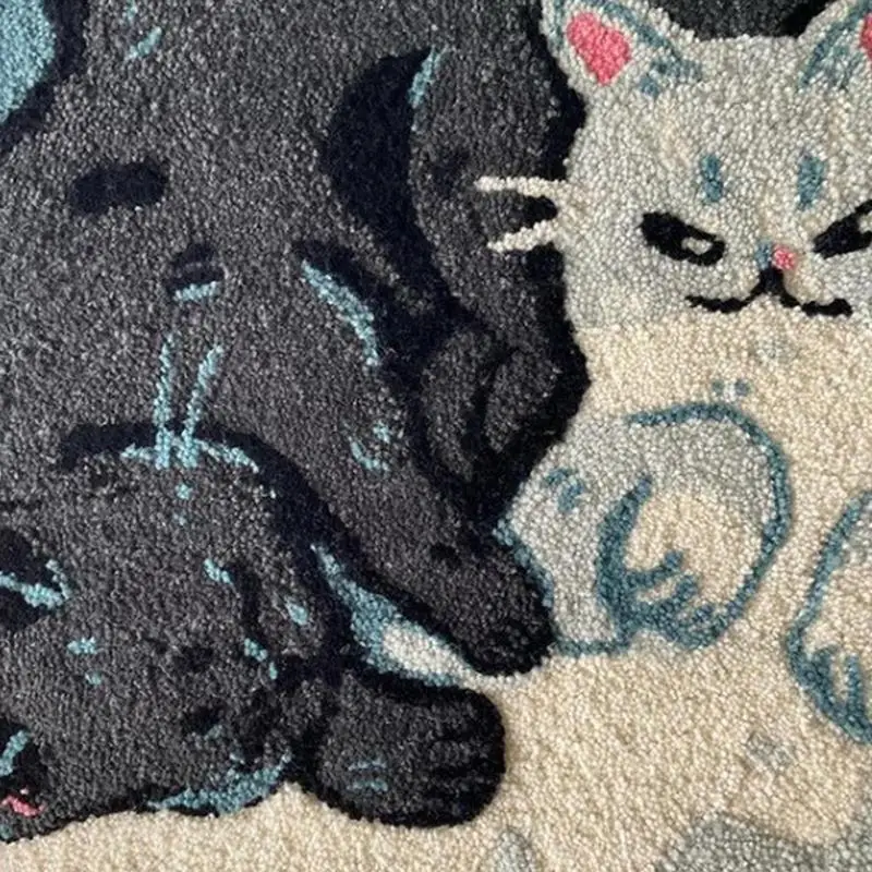 Animal Bathroom Rug Hugging Cat Pattern Door Mat Dry Carpet Funny Machine Wash Water Absorbent Thick Shower Rug With Non-Slip