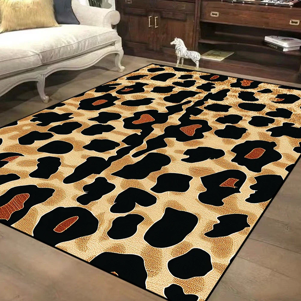 Nordic Style Leopard Decorative Rug for Living Room Large Area Soft Flannel Bedroom Carpet Non-slip Easy Cleaning Study Foot Mat 3