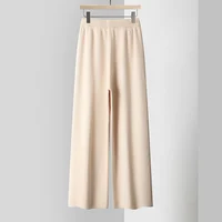 Knitted Wide Leg Pants for Women New Elastic Band Wool Pants casual pants Sports Pants 2025 Spring Strong Inclusive Floor pants 1