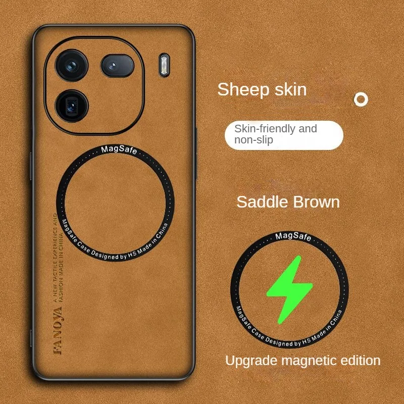 

Luxury Matte Leather For Magsafe Magnetic Wireless Charging Case For Vivo x100 ultra x100s Iqoo12 Pro Cover For Iqoo12