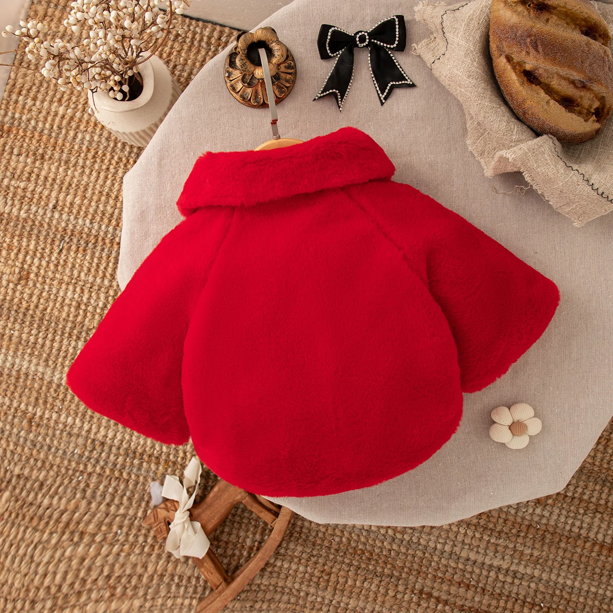 طفلة معطف الشتاء بلون القوس زر رقيق الطفل قمم لطيف...