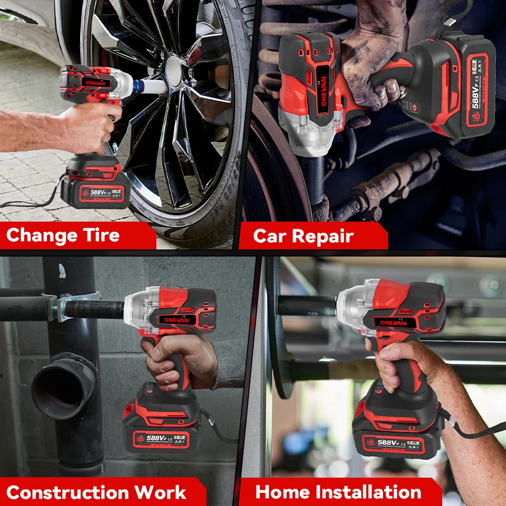 ONEVAN 520N.M Brushless Electric Impact Wrench 2 Gears 1/2" Cordless Car Wheel Screwdriver Power Tool For Makita 18V Battery 5