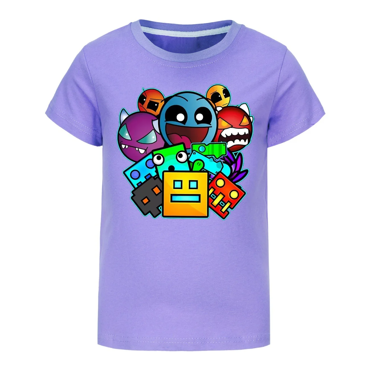 Camiseta de juego geométrico para niños, ropa de algodón puro, jersey de manga corta, Tops informales