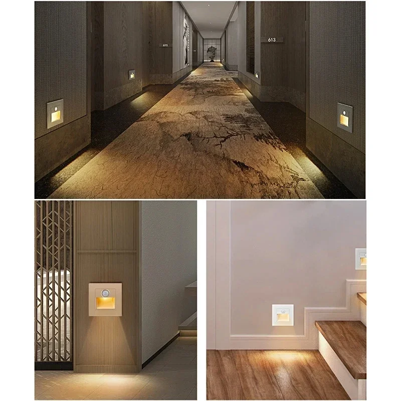 Smart Motion Sensor LED Night Light Wall Lights Stair Footlight Indoor Outdoor Stair Wall Lamp Recessed Step Lighting motion sensor light led light led wall lamp wall light