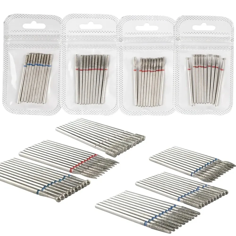 10Pcs Diamond Milling Cutter For Manicure Electric Nail Drill Bits Accessory Pedicure Machine Nail File Gel Remover Tool nail drill bit electric nail drill bit manicure drill bit