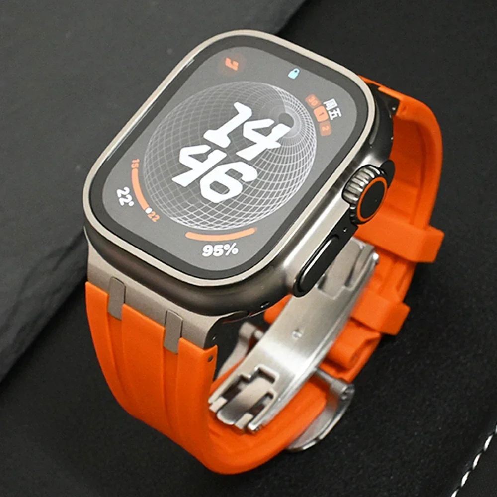 Titanium Color Band for Apple Watch Ultra 49mm series 9 45mm Silicone Watchband for iWatch ultra 2 8 7 se 5 4 6 42 44mm Bracelet
