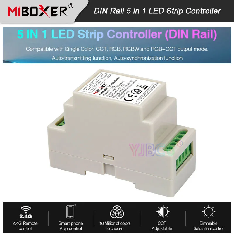 DIN Rail 5 in 1 LED Strip Controller LS2S Miboxer 12V 24V Single color/CCT/RGB/RGBW/RGB+CCT Lamp tape dimmer 2.4G Remote control toy tactical airsoft 4 125 iti td scar pocket panel remote switch rail pads set fits 20mm rails peq flashlight accessory