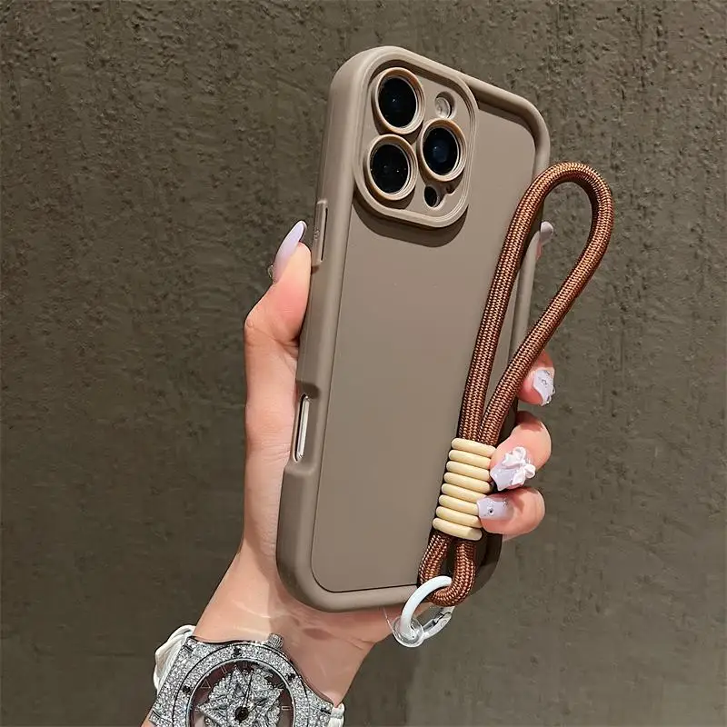 Luxury Colorful Lanyard Soft Phone Case - Shockproof Soft Cover