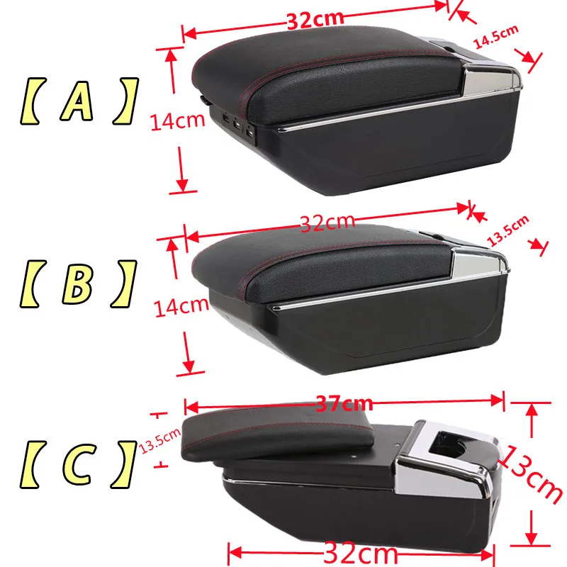 For Ford Fiesta mk7 armrest box 2009-2019 Central Store Content With Retractable Cup Hole Large Space Dual Layer USB Charging