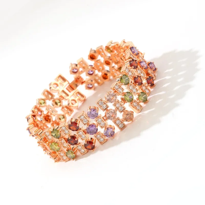 Charm Wide jewelry Bracelet for Women Colorful Zirconia Diamond fashion ins hot saled Popular High end Luxury Wrist Chains