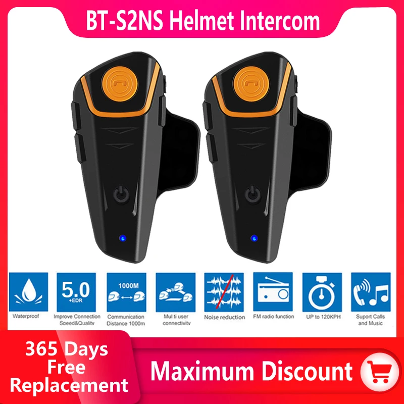 Bluetooth Intercom Helmet Headset For Motorcycles Fm Radio Mp3_voghion.com