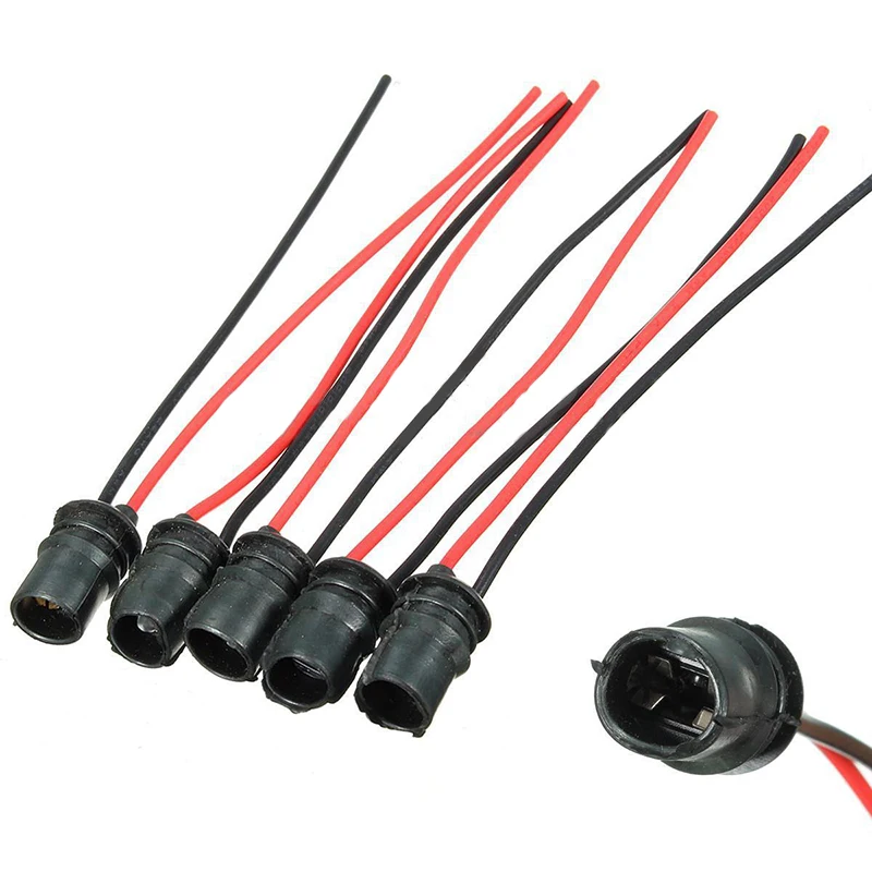 

10pcs Rubber T10 W5W Car Auto Light Bulb Round Socket Lamp Holder Base Connector Soft Rubber Black Auto Acesssories