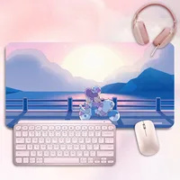 Cartoon B-Bee And P-Puppycat Mousepad Computer Laptop Extended Mouse Mats Large Rubber Keyboards Table Mat 1
