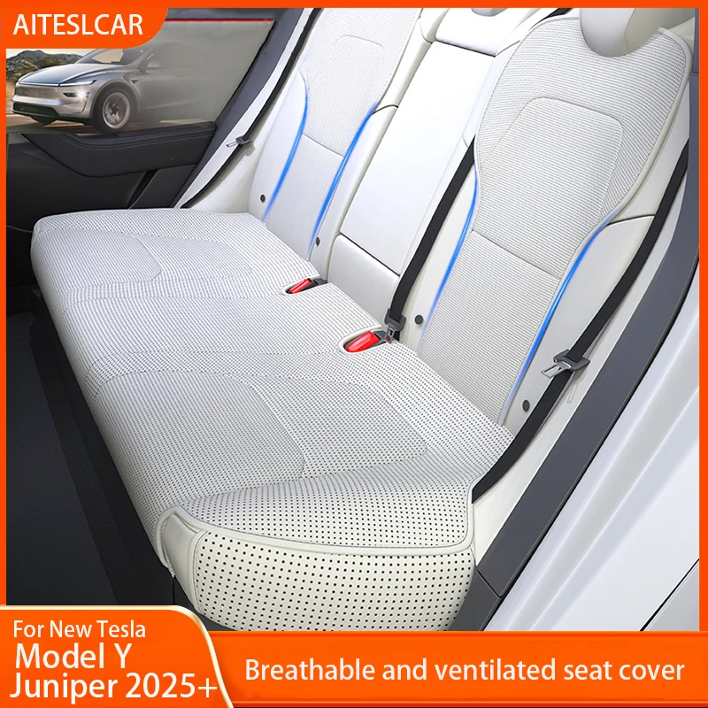 Fundas Protectoras Transpirables para Asientos Traseros de Tesla Model YL/Y Juniper 3 Highland, para Todas las Estaciones, con Cojín de Cuero Sintético