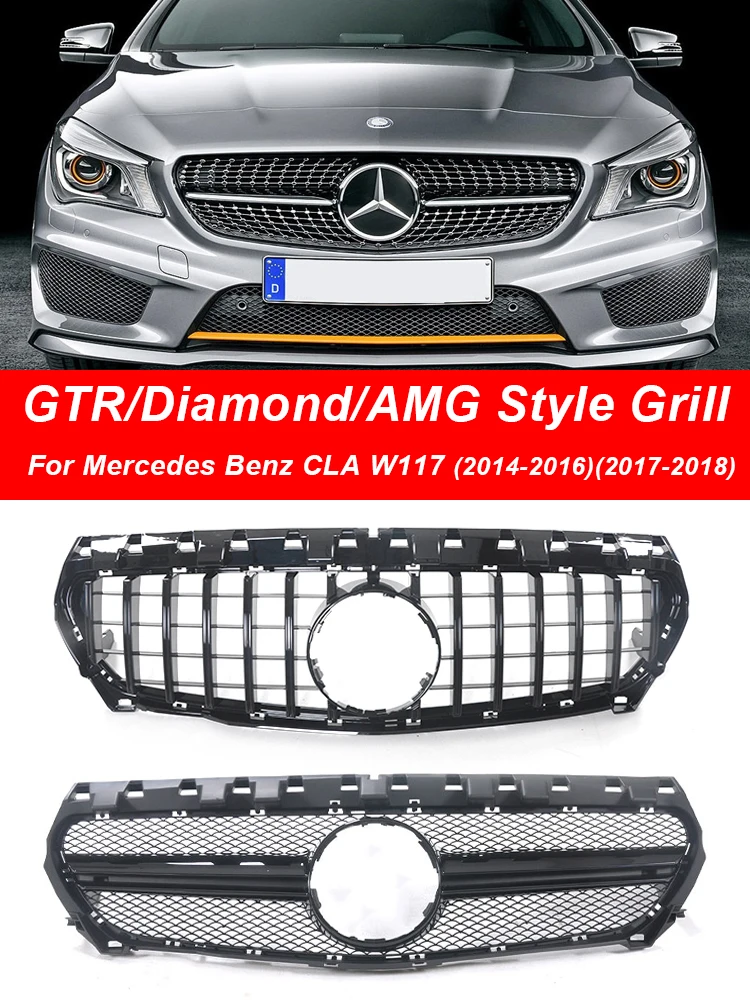 

Front Bumper GT Diamond AMG CLA45 CLA35 Style Grill Racing ABS Grille Exterior For Mercedes CLA W117 2014-2018 Car Accessories