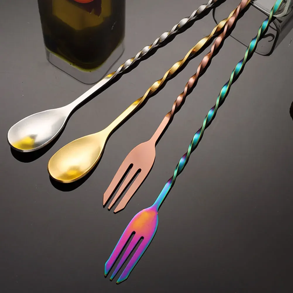 Description Picture 4 of itemCreative Long Spiral Handle Cocktail Spoon Stainless Steel Whisky Wine Mixing Spoon Shaker Muddler Stirrer Bar Accessories