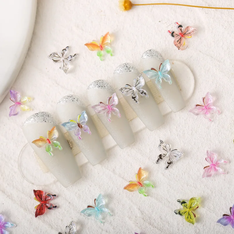 

200pcs/50pcs AB Exquisite Butterfly Nail Art Charms Multi Styles Resin Ornament Nail Decorations DIY Kawaii Accessories Supplies