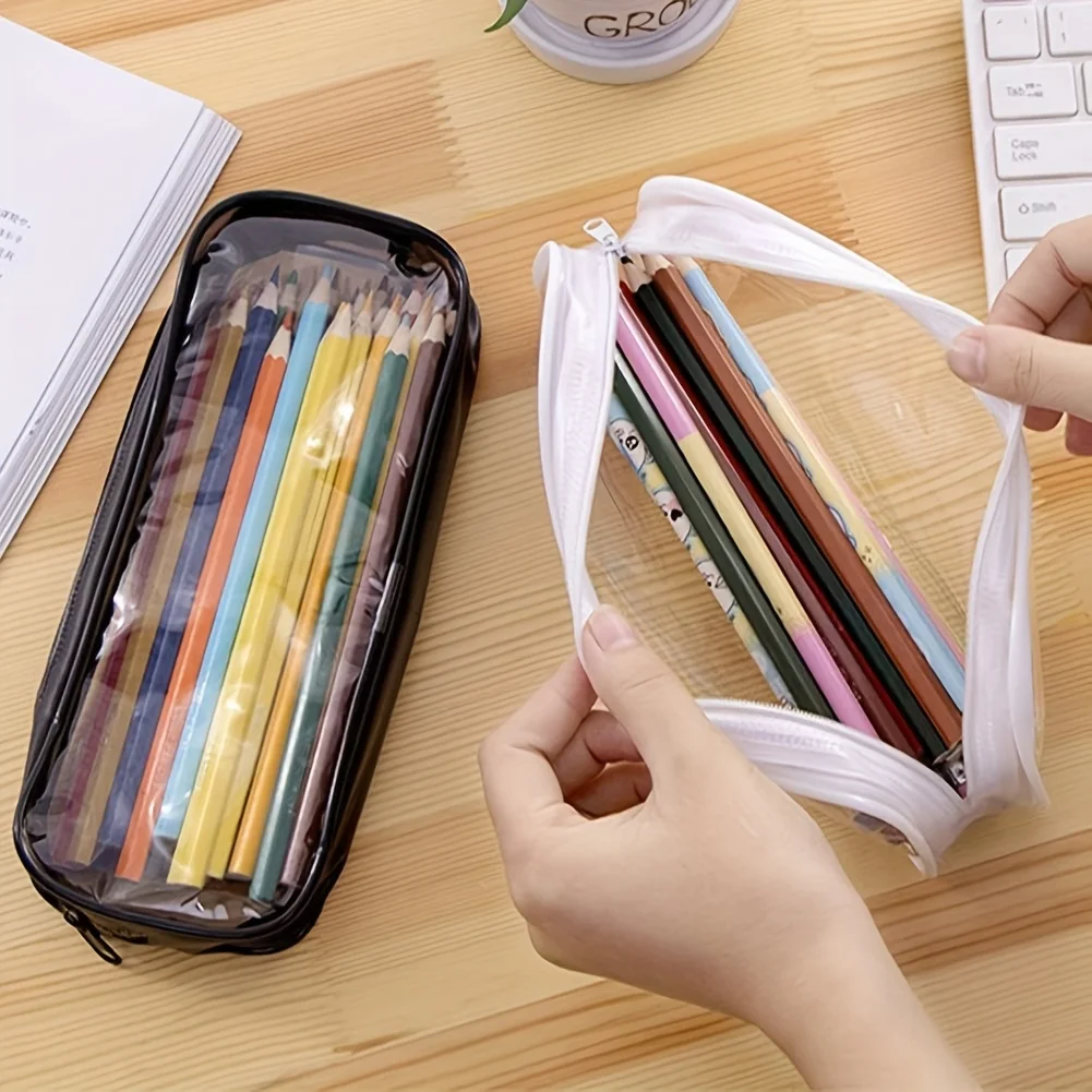 1/5pc Plastic Transparent Jewelry Storage Makeup Bag Simple Stationery Pencil Case Portable Travel Organizer Cosmetic Case 5