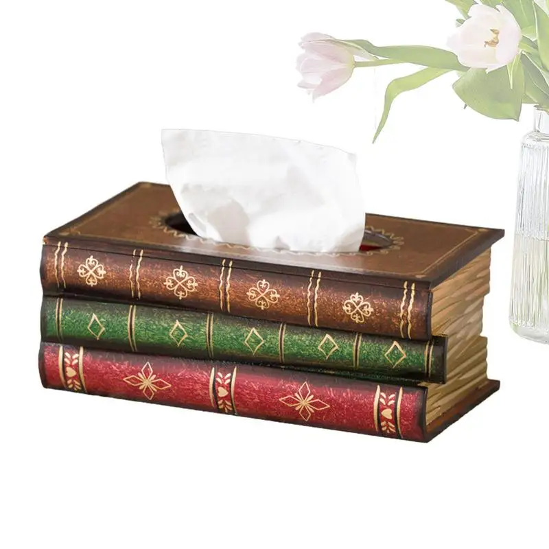 

Коробка для салфеток прямоугольная антикварная, держатель для книг, коробка для салфеток, диспенсер для салфеток, настольное украшение, деревянная коробка для салфеток