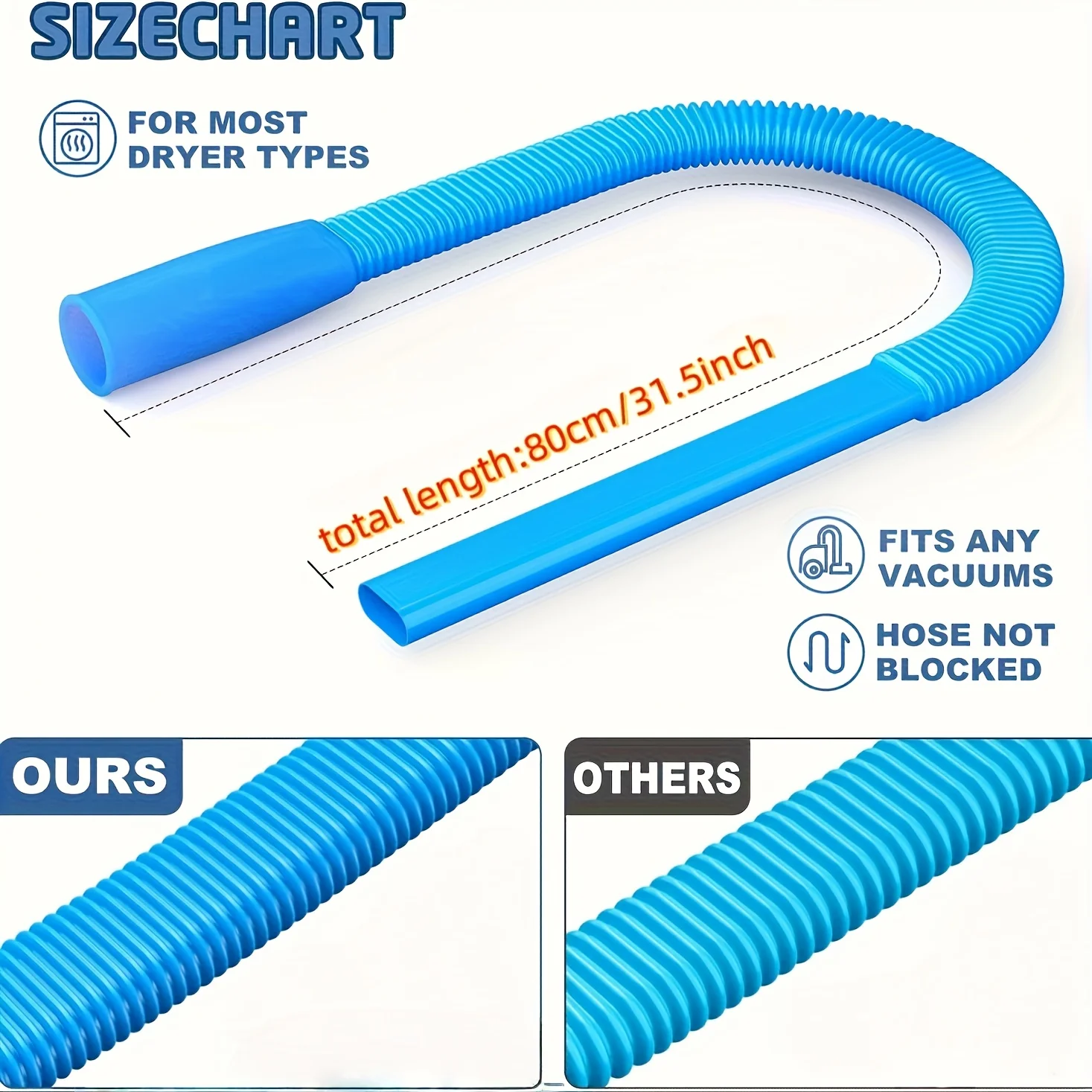 1Pc Drying Machine Exhaust Cleaner Hose - Flexible Yarn with Elastic Connector for Cleaning Vacuum Hose Accessories