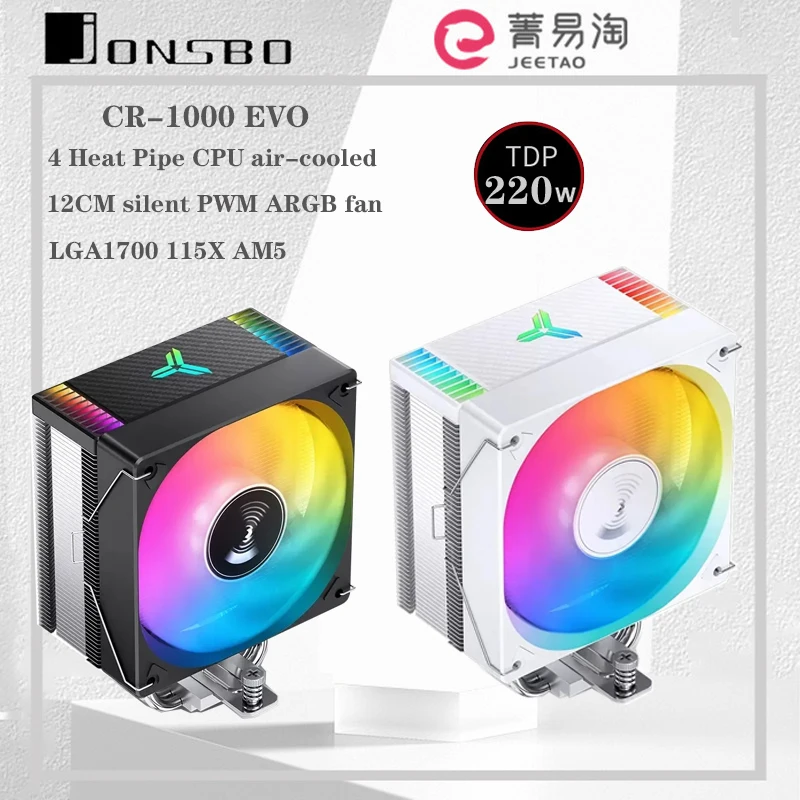 Jonsbo Cr1000 Evo Dissipatore Di Calore Cpu Raffreddato Ad Aria 4 Heat Pipe Tower Cpu Cooler Argb Sincrono Intel Lga1700 115X 1200 Am4