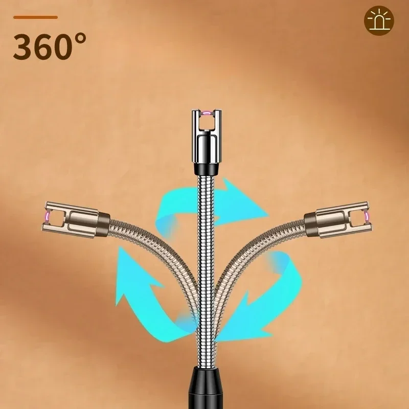 360&deg; Use Long Hose Electric Arc Igniter Electric USB Arc Lighter Home Candle Kitchen Gas Stove Pulse Plasma Windproof Flameless Safety Ignition Gun