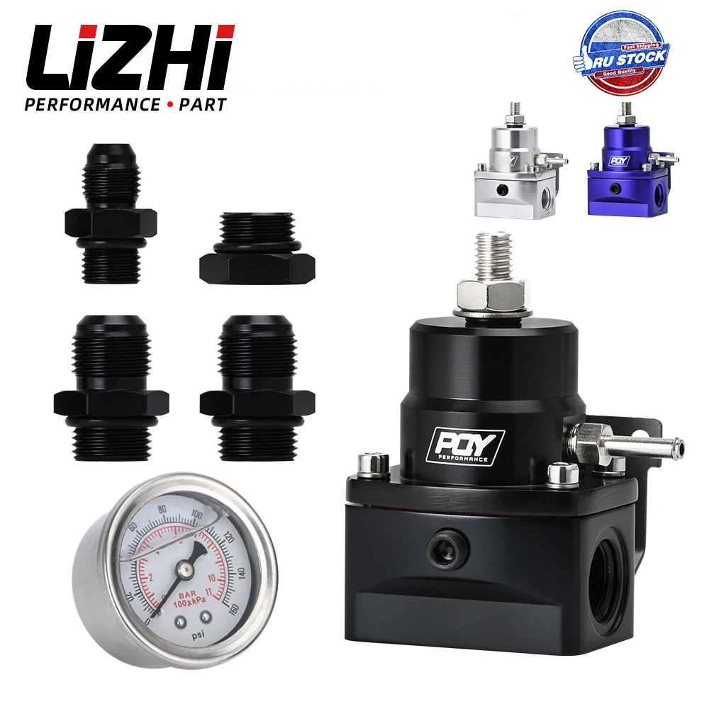 Fuel pressure regulator AN8 high pressure fuel regulator w/ boost-8AN 8/8/6 EFI Fuel Pressure Regulator with gauge LZ7855