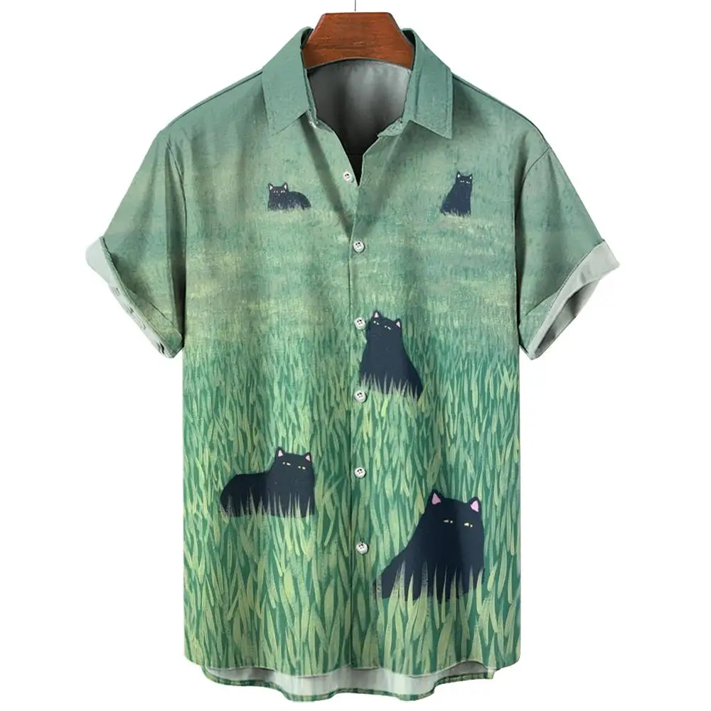 thumbnail image 1 of Camisetas con gráficos de gato de anime para hombres, camisas casuales para hombres, camisetas de verano de gran tamaño, camisetas de manga corta, ropa urbana Harajuku para hombres, 1 of 5