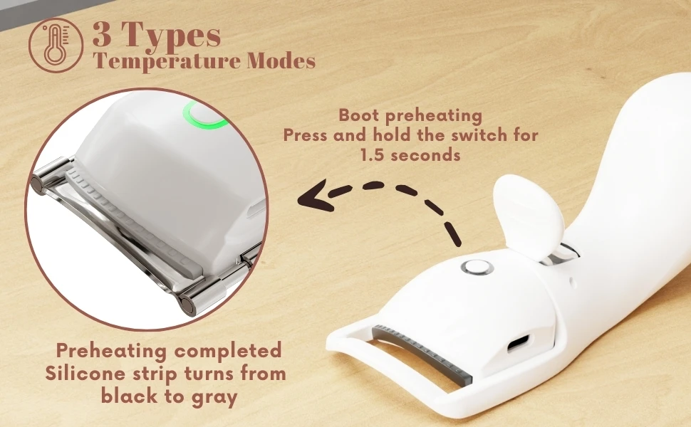 rizador de pestañas eléctrico recargable, control rápido de temperatura, 3 configuraciones de temperatura, adecuado para mujeres &raquo; rizador de pestañas eléctrico recargable