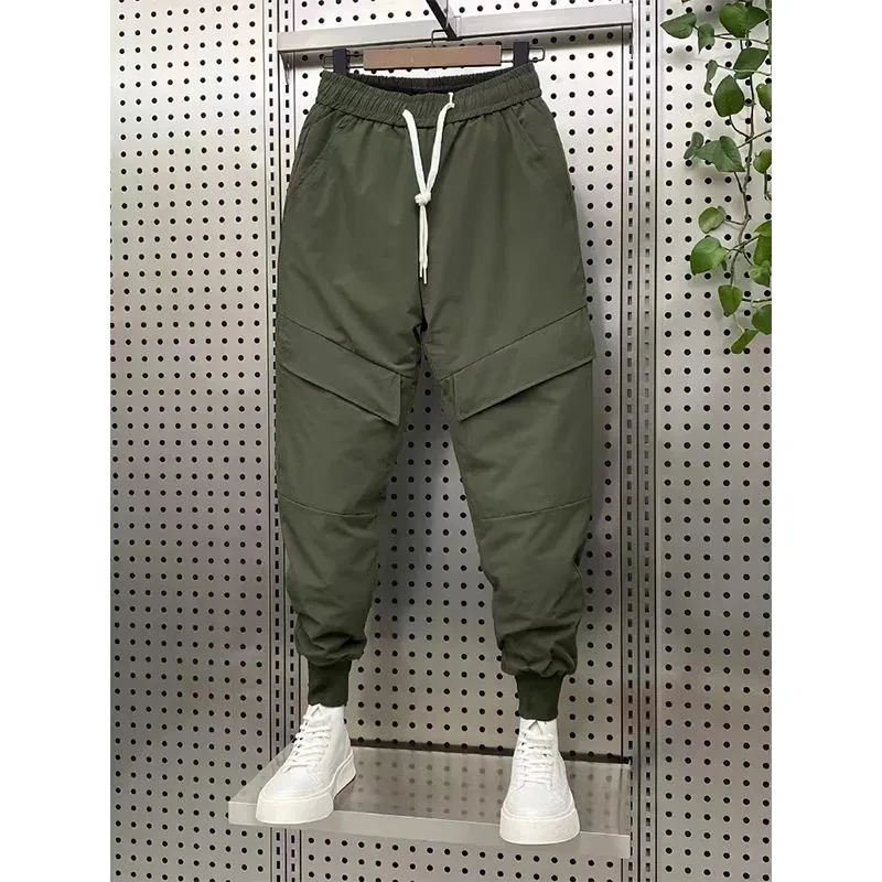 

Men Clothing Winter New Warm Down Cotton Thickened Overalls Men Pockets Cotton Pants Bunched Feet Harem Pants Pantalones Hombre