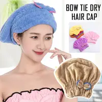 1pc Bow Knot Hair Drying Cap Towel Ultrafine Fiber Cute Bath Cap Quickly Dry Hair Shower Hat Water Uptake Bathing Cap Portable 1