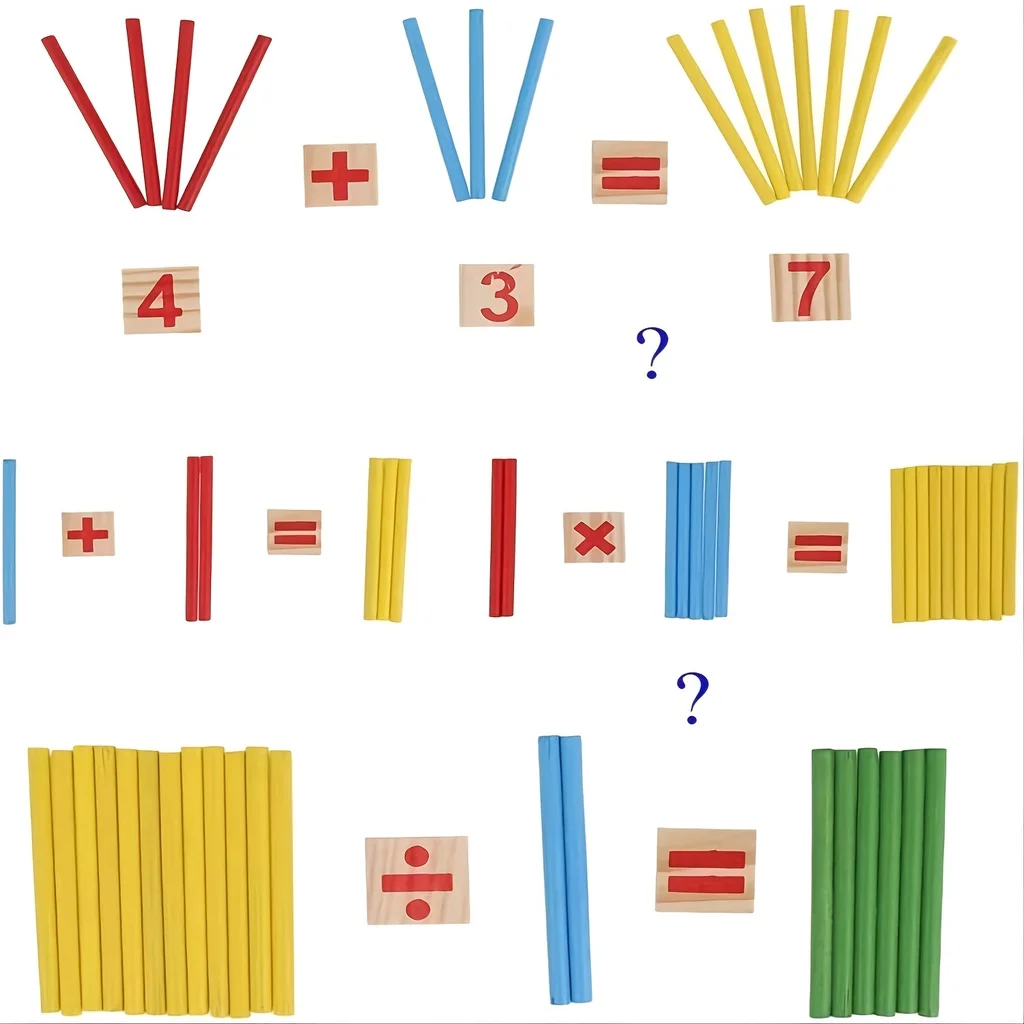 Educational Toys Math Toys Teaching Aids Toys Kids Montessori Wooden Educational Math Calculate Mathematics Games Counting Number Sticks Material Early Learning Children Toys