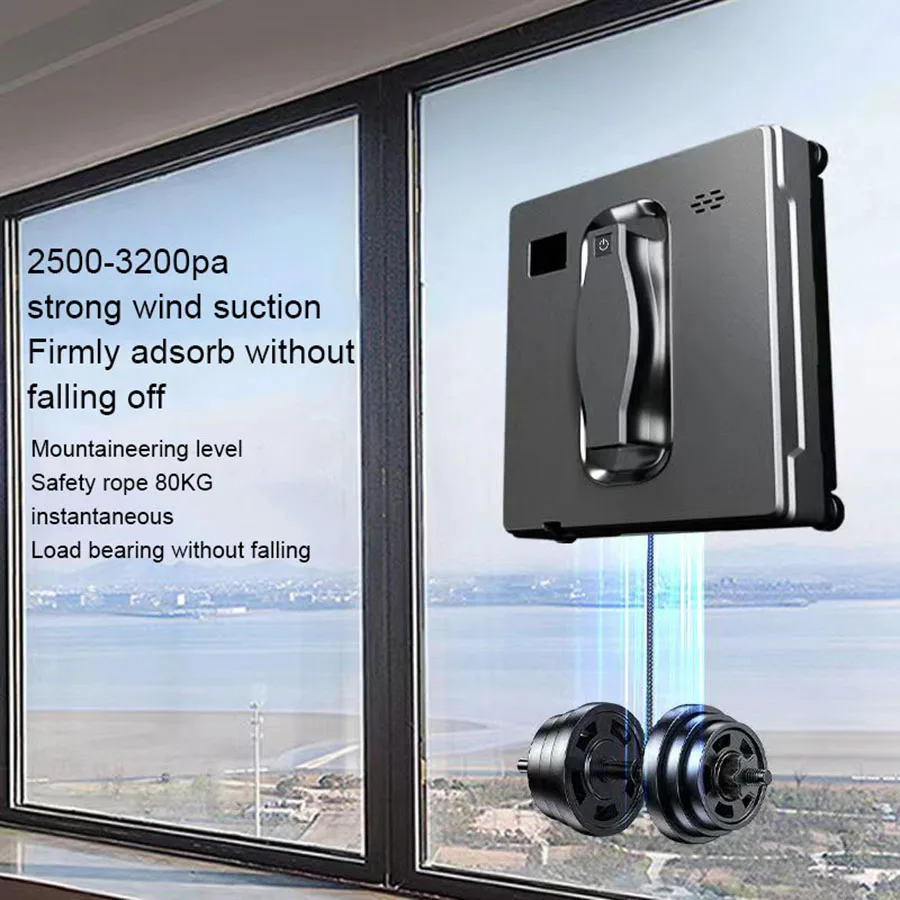 PuRuiKai Robot Window cleaner,Dual Water Spray,Smart Memory,High Vacuum Suction, Laser Sensor, Home Wall Glass Cleaning Robot 3