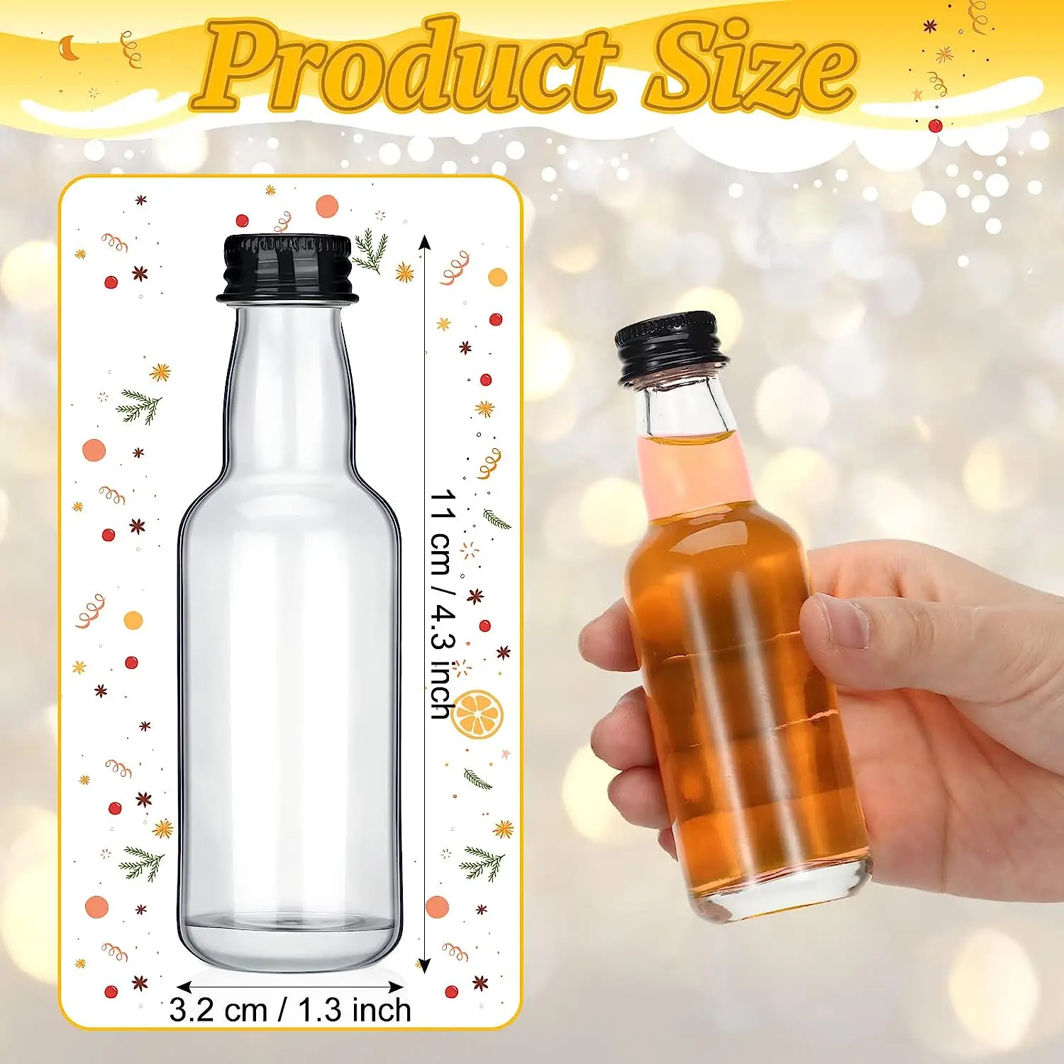 50 ml Glass Mini Liquor Bottles with Caps Mini Wine Bottles Reusable Empty Spirit Bottle for Wedding Party 2