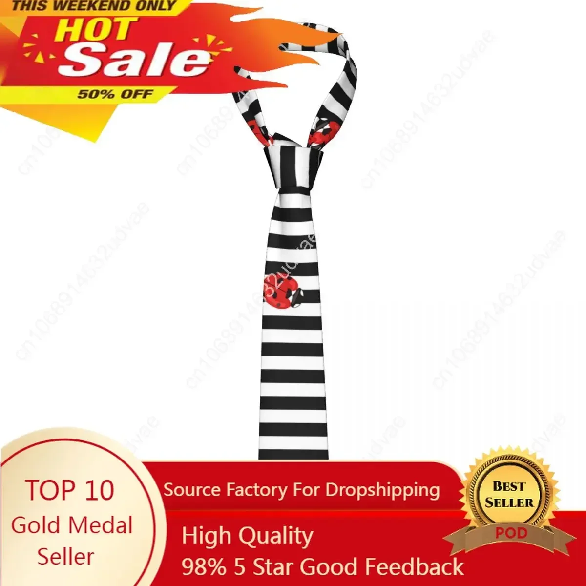 

Red Ladybugs On Stripes Tie For Men Women Necktie Tie Clothing Accessories