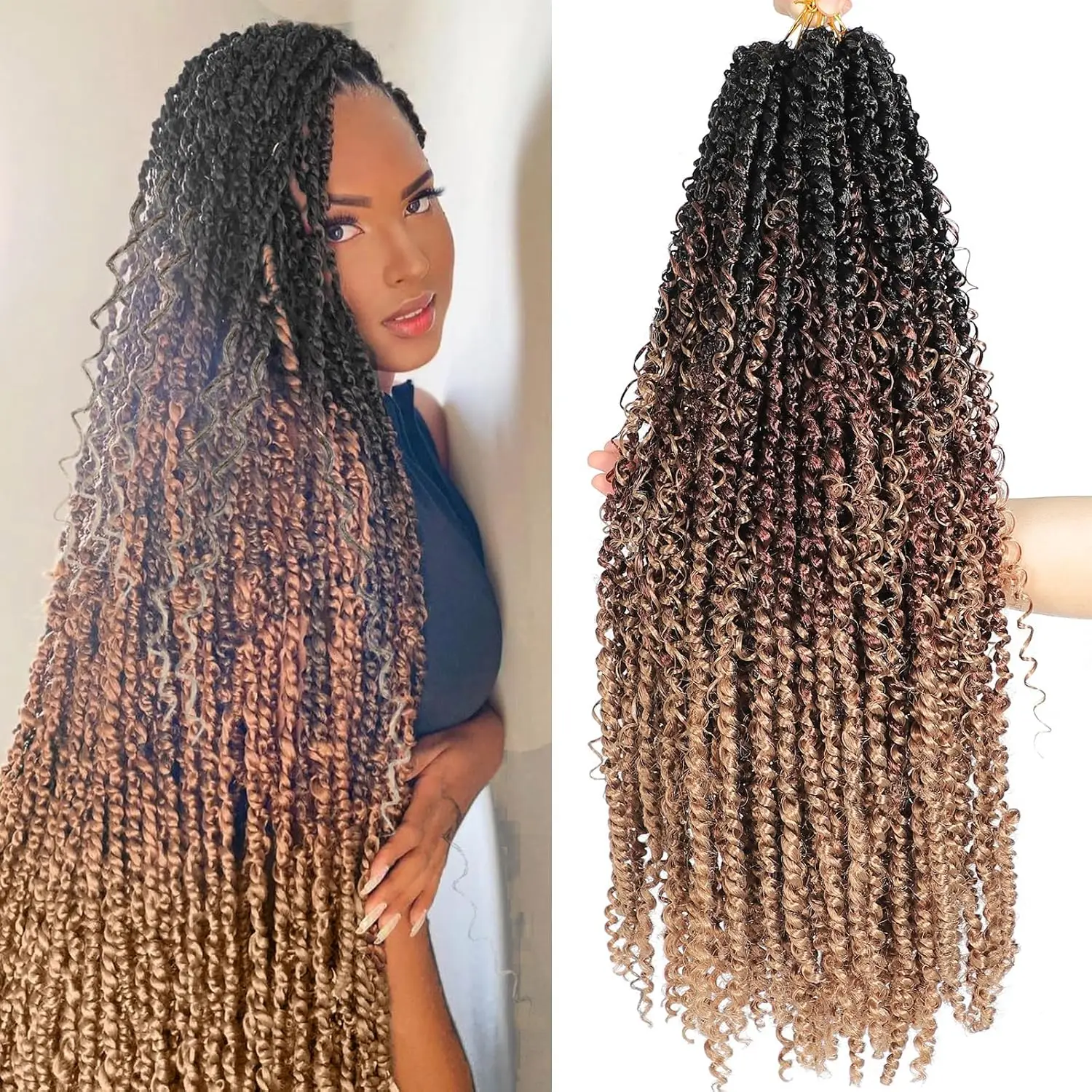 Boho Style Passion Twist Hair 22 inches long pre-Twist crochet goddess Passion Twist pre-loop curl crochet Boho Style Tw