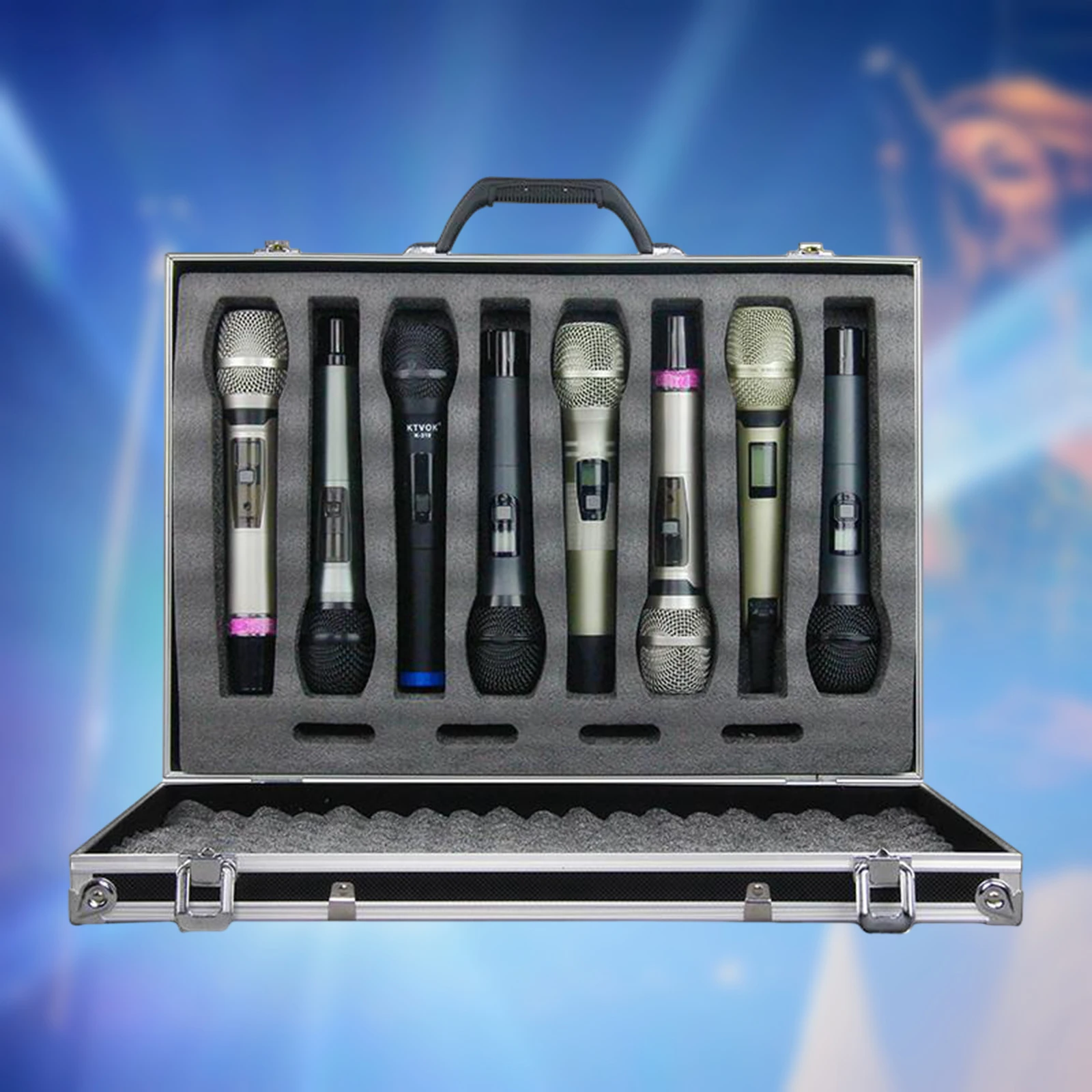 Microphone Carry Case Live Broadcast Stage Impact Resistant Chat Room with Sponge Lining Instrument Storage Case Mic Storage Box