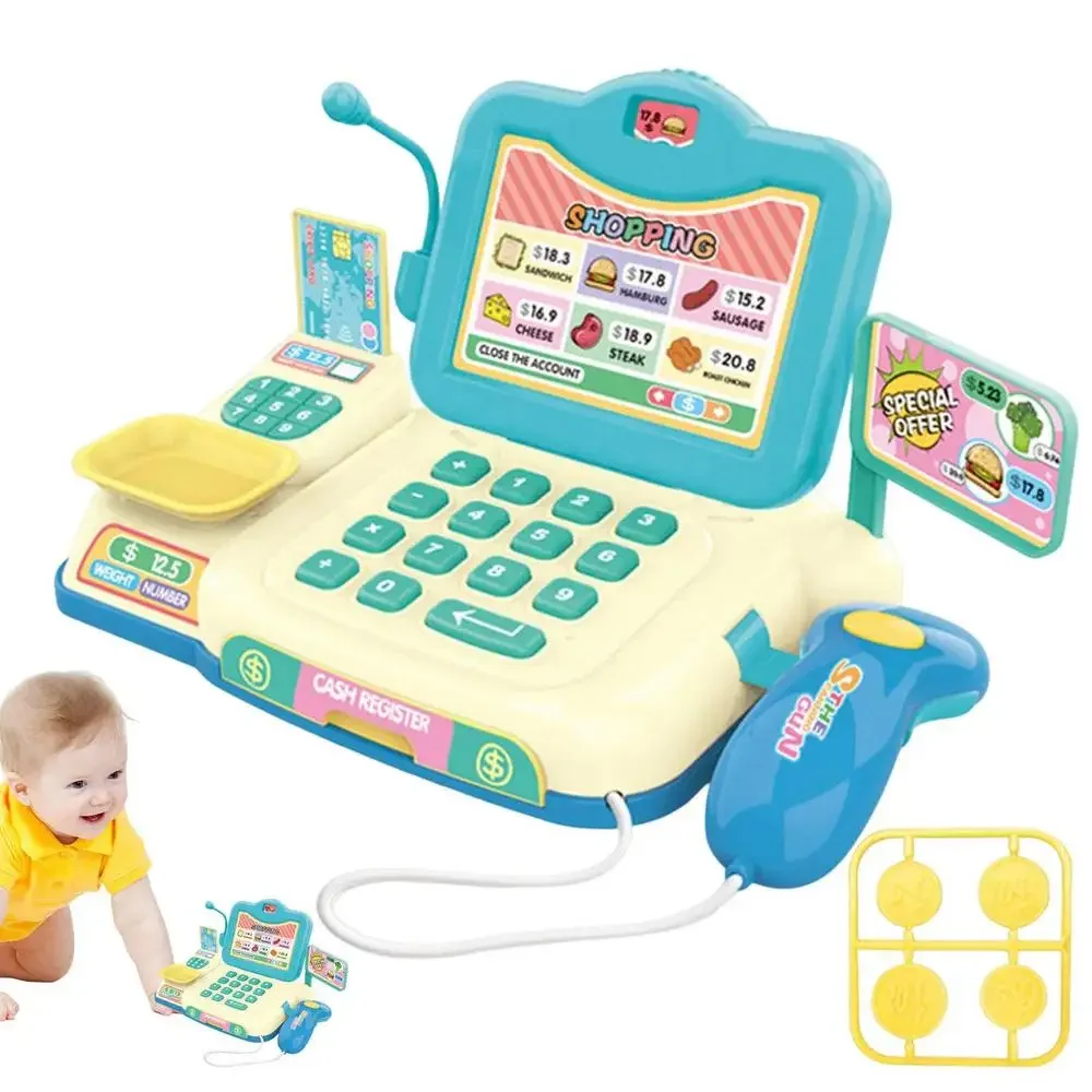 Cash Register Pretend Play Calculator Cash Register Toy Children Girl Grocery Store Playset With Lights And Sounds Education Toy