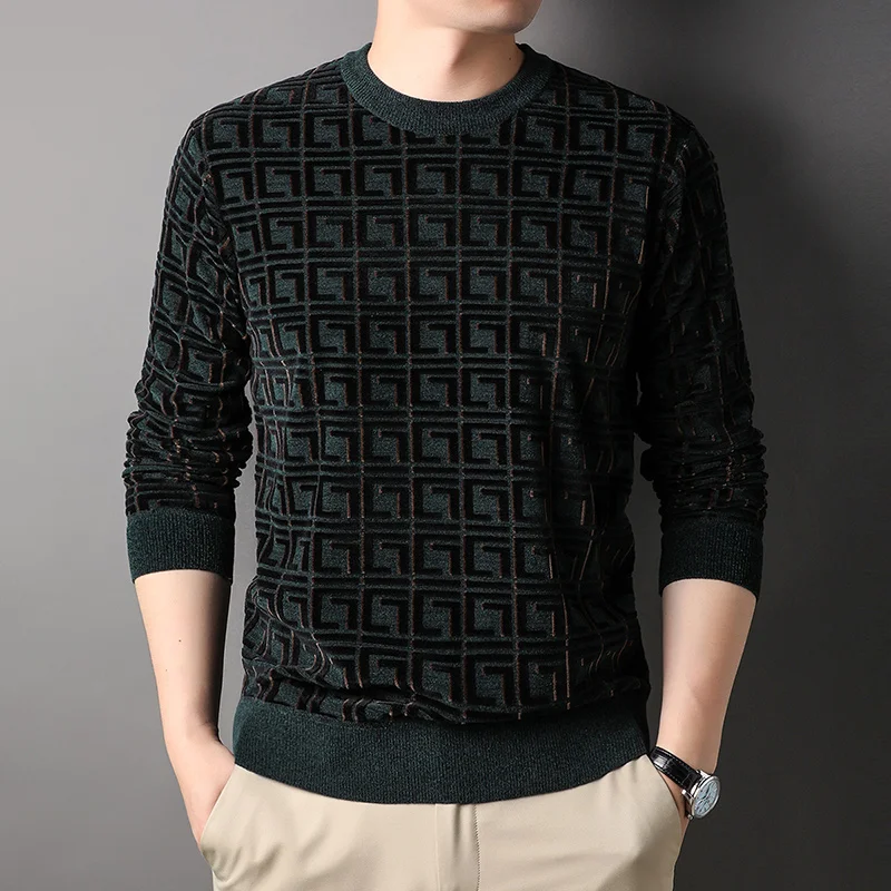 

New Fashion Knit Pullover Trendy Designer Brand Luxury Crew Neck Sweater Men Woolen Casual Jumper Men Clothing