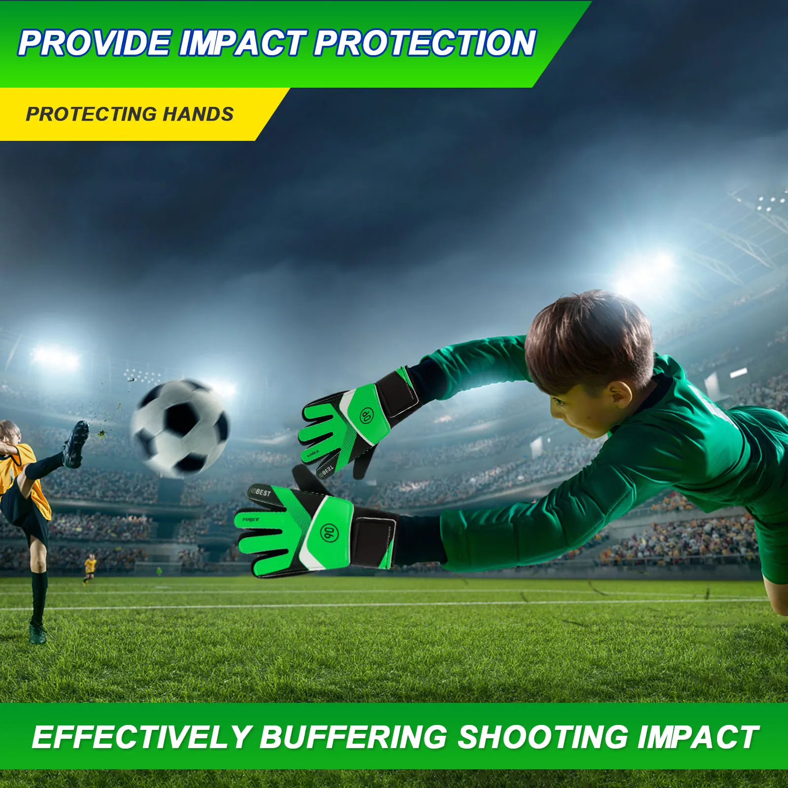 Description Picture 6 of itemKids Soccer Goalie Gloves 5/6/7 Size Children Football Goalkeeper Gloves Anti-Slip Youth Sports Full Finger Protection Gloves