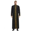 TH825 Men's Muslim Middle Eastern Men Long Sleeves Velvet Embroidered Zipper Robe Ramadan Eid Jubba Thobe