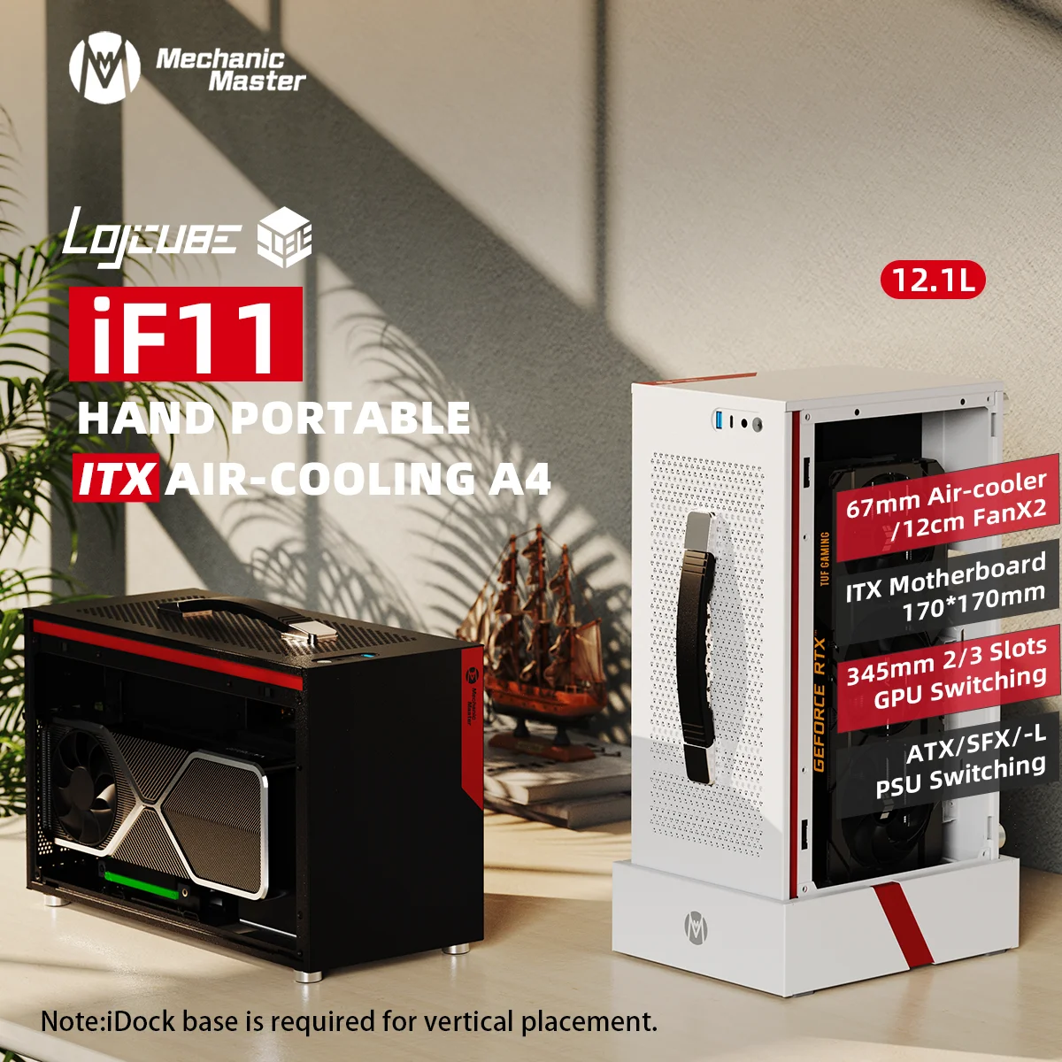 

iF11 [LOJCUBE] 12.1L Portable 67mm Low Profile Radiator A4 Structure Mini ITX Chassis PC Case Mechanic Master Computer Case